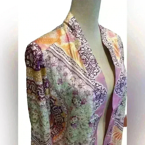 Chico’s Coastal Tile Duster Multicolored Lined Size 1 (8-10) - Picture 4 of 12